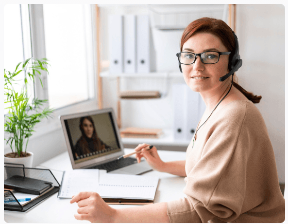 Virtual accounting specialist on a video call