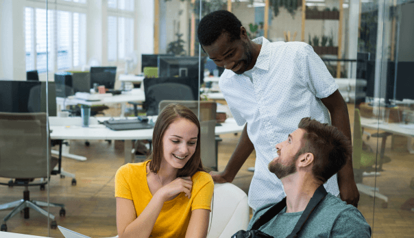 Colleagues collaborating in an office