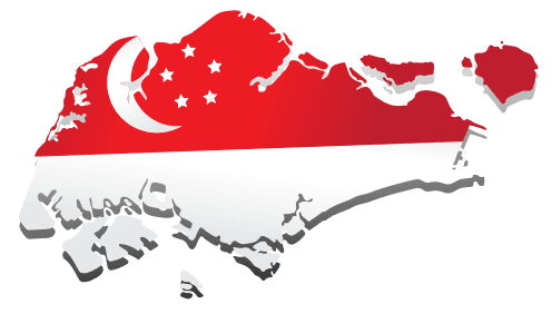 Map of Singapore in the colors of the Singaporean flag